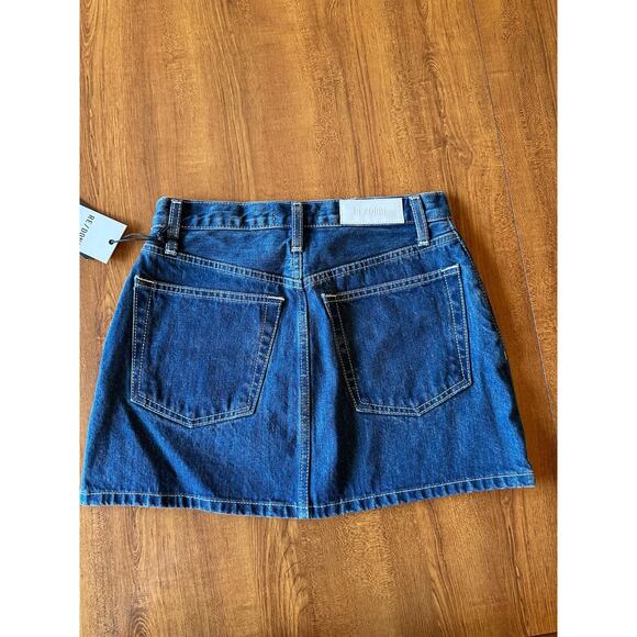 RE/DONE 90s Mini Denim Skirt Iron Blue Cotton Vintage Style Size 26 - Picture 4 of 6